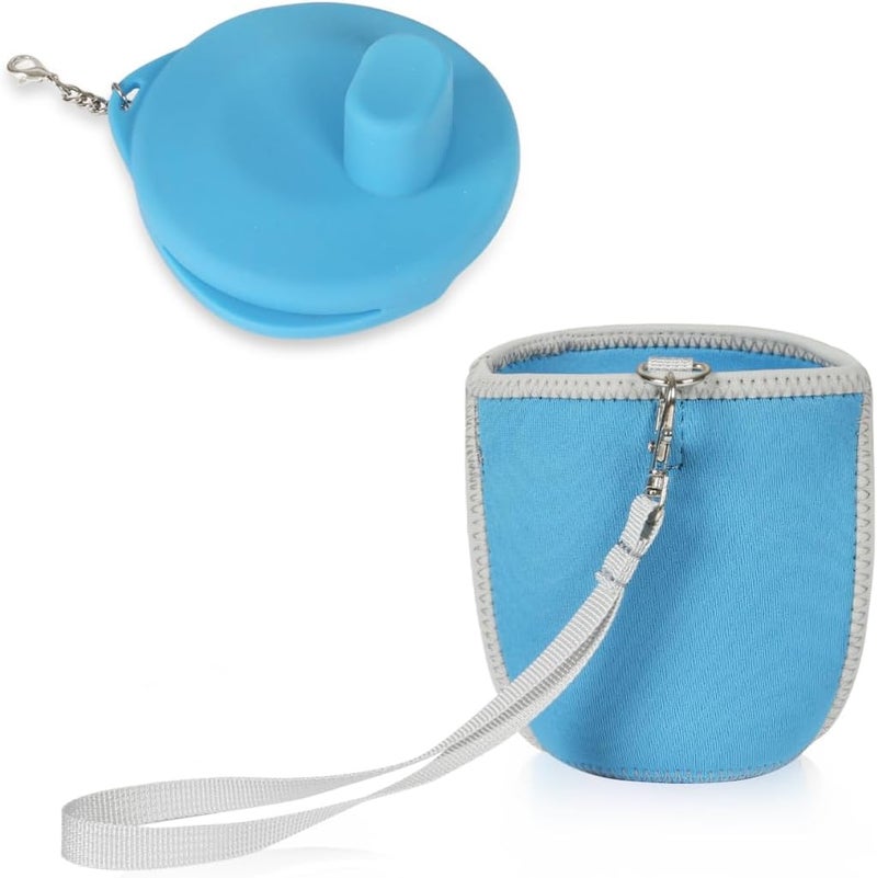 Ehucon Cup Sleeve with Silicone Lid Cover Set to Protect Dysphagia Regulating Drinking Cup for Swallowing and Disorders People-Sky Blue（Excluding Cup） - Image 1